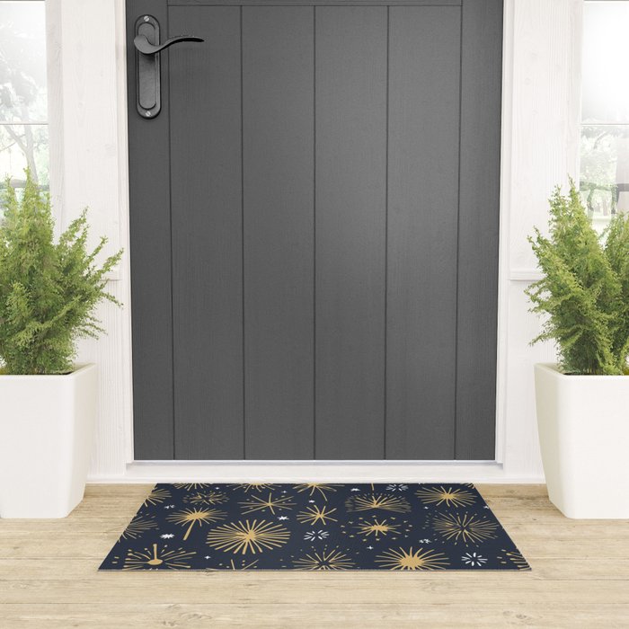 Firework display doodle art pattern Welcome Mat Gallery Image 3