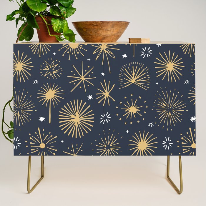 Firework display doodle art pattern Credenza Gallery Image 1