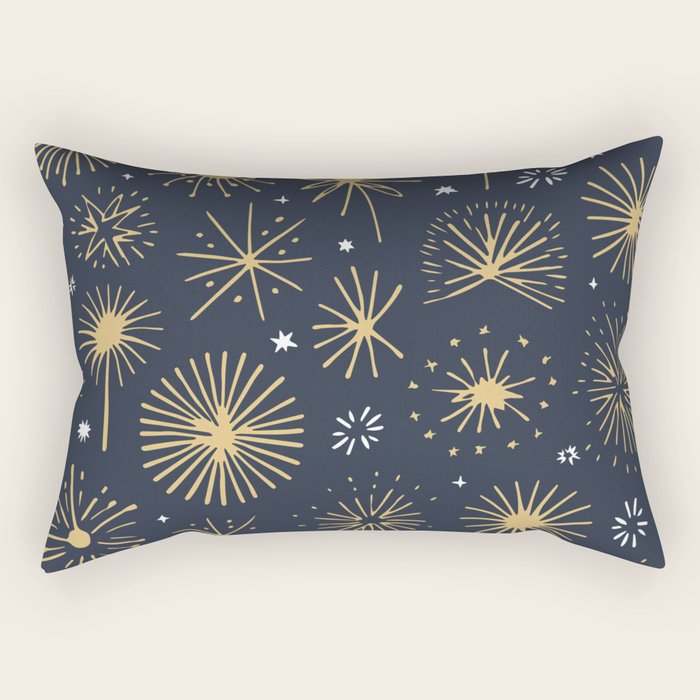 Firework display doodle art pattern Rectangular Pillow Gallery Image 1