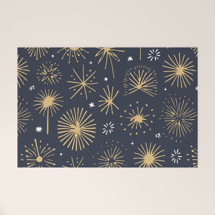 Firework display doodle art pattern Welcome Mat Gallery Image 1