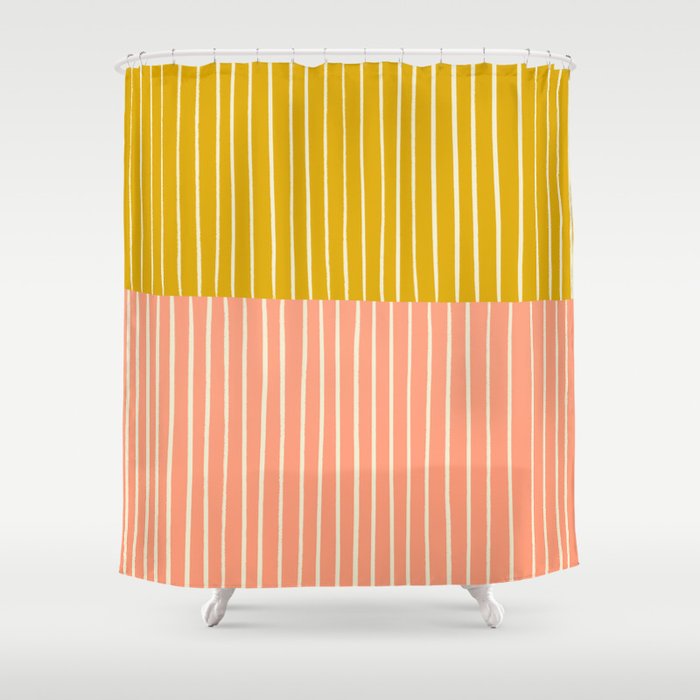 Peach & Tulip Yellow | PATTERN 06: The Retro Edition Shower Curtain Gallery Image 1