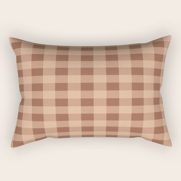 Gingham Large Brown Dark Light Tan Rectangular Pillow Gallery Image 1
