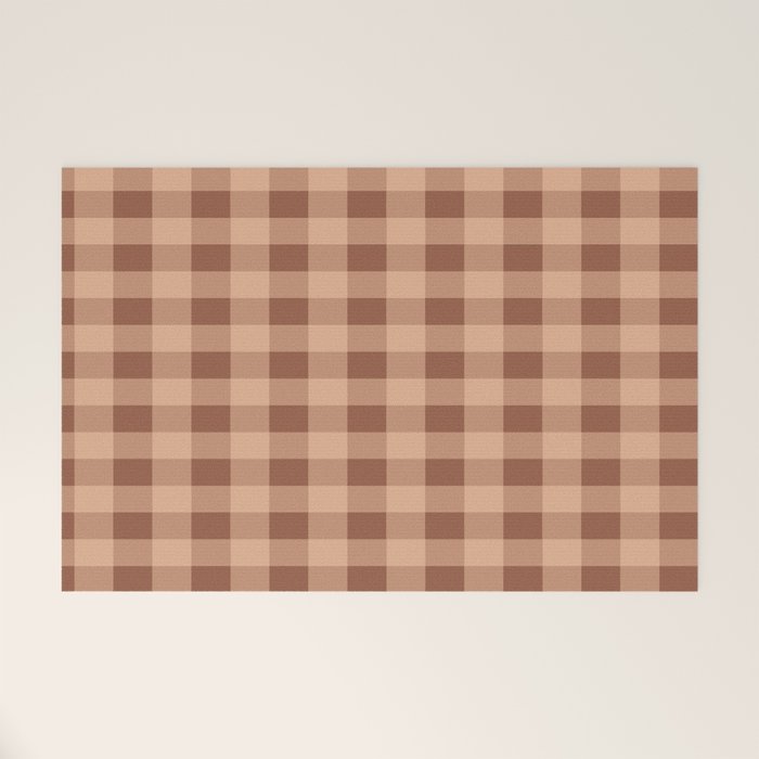Gingham Large Brown Dark Light Tan Welcome Mat Gallery Image 1