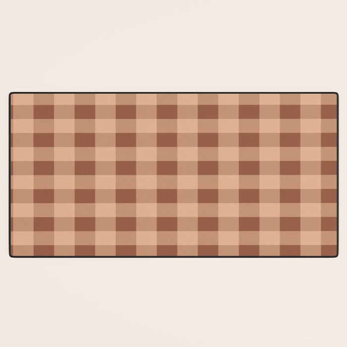Gingham Large Brown Dark Light Tan Desk Mat Gallery Image 3