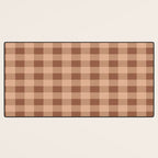 Gingham Large Brown Dark Light Tan Desk Mat Gallery Image 3