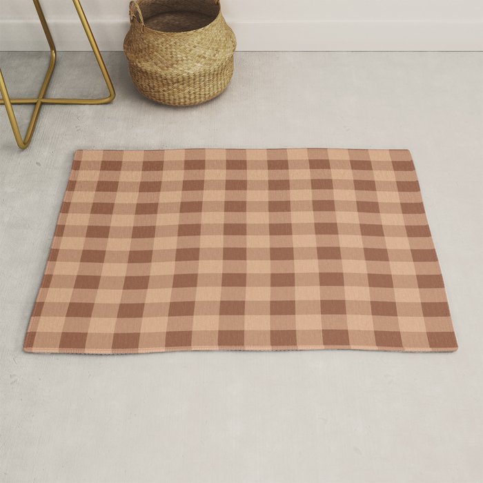 Gingham Large Brown Dark Light Tan Rug Gallery Image 1