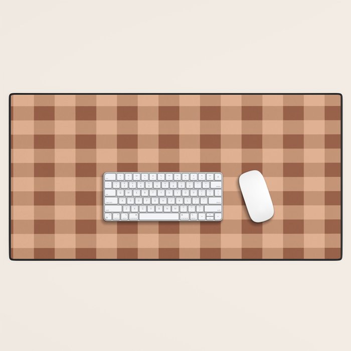 Gingham Large Brown Dark Light Tan Desk Mat Gallery Image 1