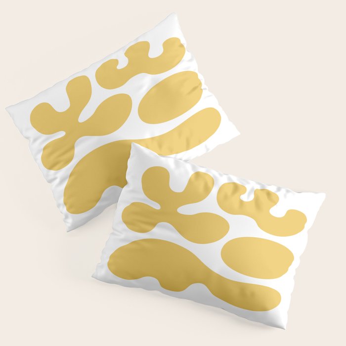 Mid Century Modern Abstract Organic Shapes 337 Yellow Pillow Sham Gallery Image 3
