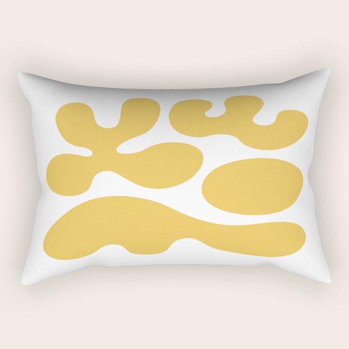 Mid Century Modern Abstract Organic Shapes 337 Yellow Rectangular Pillow Gallery Image 2
