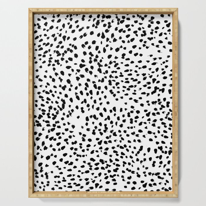 Nadia - Black and White, Animal Print, Dalmatian Spot, Spots, Dots, BW Serving Tray Gallery Image 1