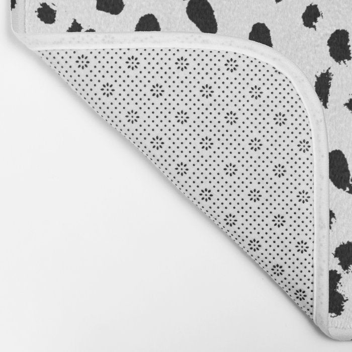 Nadia - Black and White, Animal Print, Dalmatian Spot, Spots, Dots, BW Bath Mat Gallery Image 2