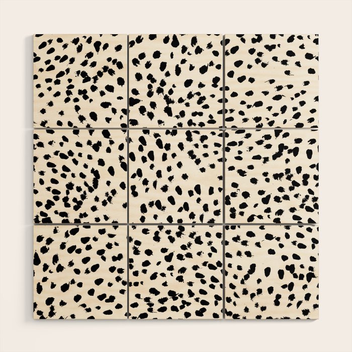 Nadia - Black and White, Animal Print, Dalmatian Spot, Spots, Dots, BW Wood Wall Art Gallery Image 1