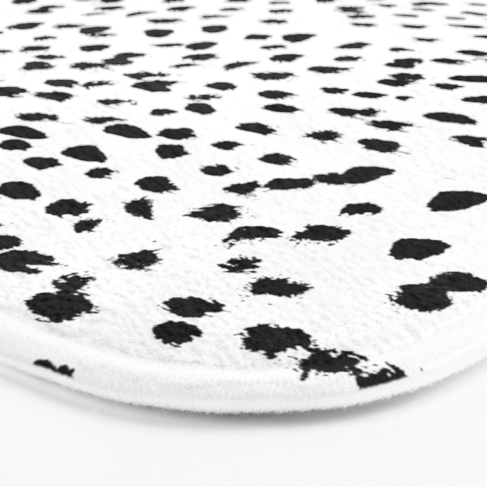 Nadia - Black and White, Animal Print, Dalmatian Spot, Spots, Dots, BW Bath Mat Gallery Image 3