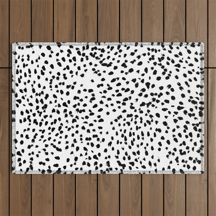Nadia - Black and White, Animal Print, Dalmatian Spot, Spots, Dots, BW Outdoor Rug Gallery Image 1