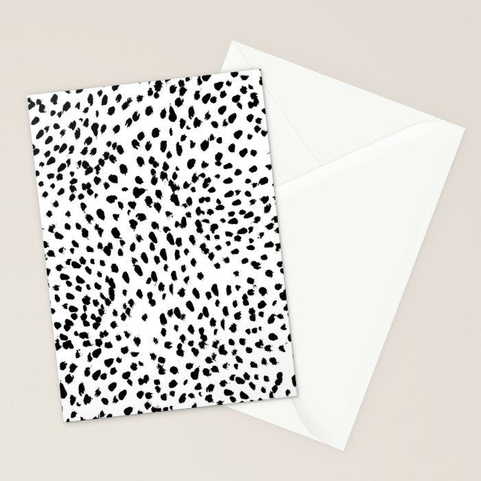 Nadia - Black and White, Animal Print, Dalmatian Spot, Spots, Dots, BW Stationery Card Gallery Image 2