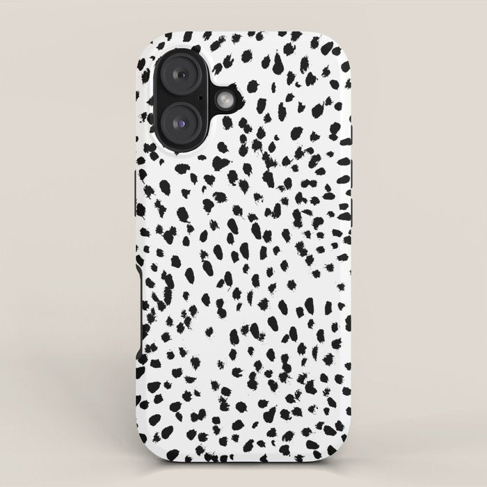 Nadia - Black and White, Animal Print, Dalmatian Spot, Spots, Dots, BW iPhone Case Gallery Image 1
