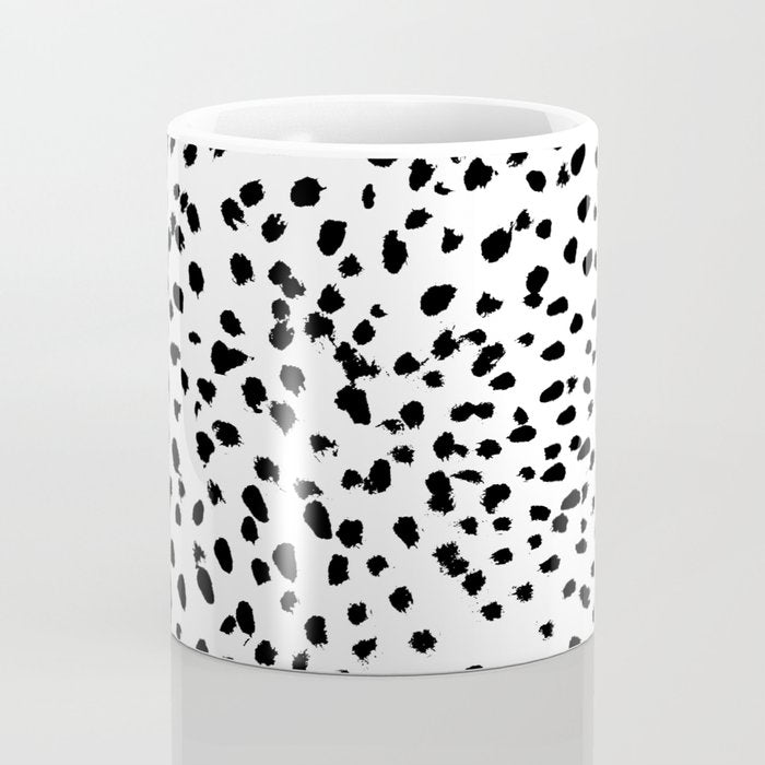 Nadia - Black and White, Animal Print, Dalmatian Spot, Spots, Dots, BW Coffee Mug Gallery Image 4