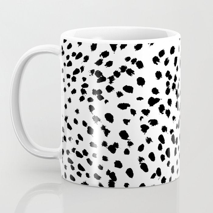 Nadia - Black and White, Animal Print, Dalmatian Spot, Spots, Dots, BW Coffee Mug Gallery Image 3