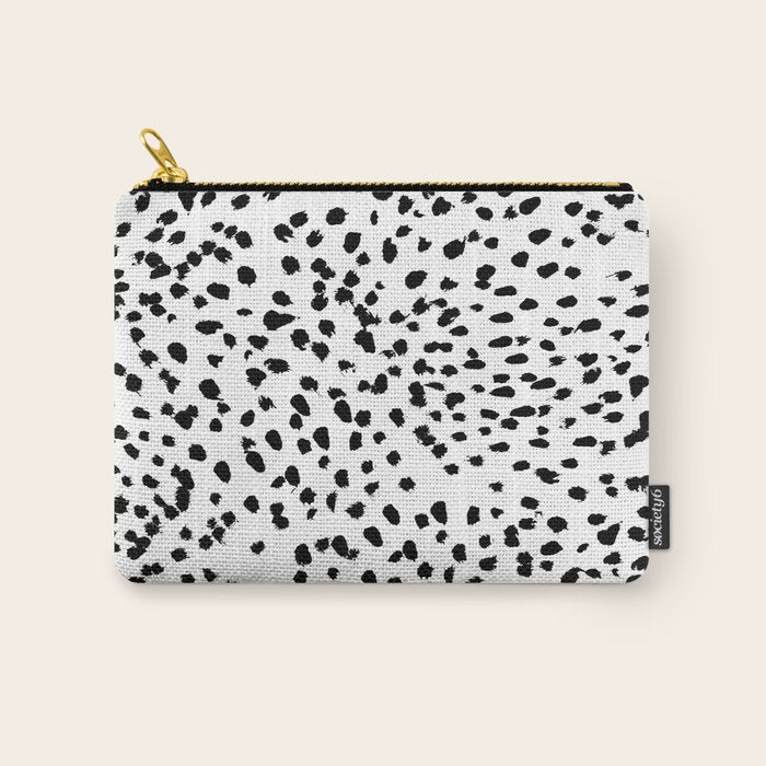 Nadia - Black and White, Animal Print, Dalmatian Spot, Spots, Dots, BW Carry All Pouch Gallery Image 1