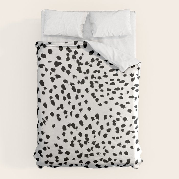 Nadia - Black and White, Animal Print, Dalmatian Spot, Spots, Dots, BW Duvet Cover Gallery Image 6