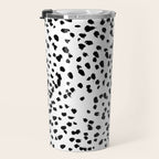 Nadia - Black and White, Animal Print, Dalmatian Spot, Spots, Dots, BW Travel Mug Gallery Image 3