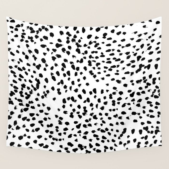 Nadia - Black and White, Animal Print, Dalmatian Spot, Spots, Dots, BW Wall Tapestry Gallery Image 4
