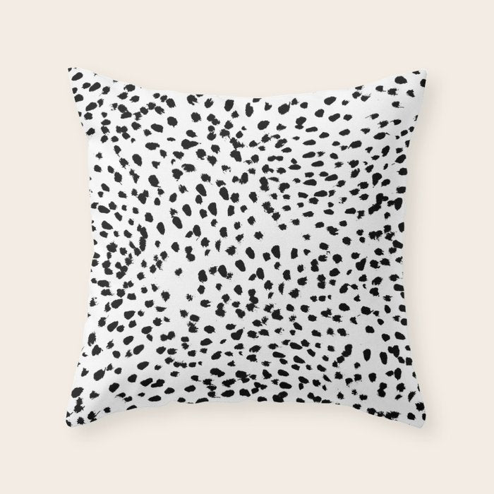 Nadia - Black and White, Animal Print, Dalmatian Spot, Spots, Dots, BW Throw Pillow Gallery Image 6
