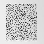 Nadia - Black and White, Animal Print, Dalmatian Spot, Spots, Dots, BW Throw Blanket Gallery Image 2
