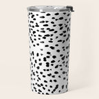 Nadia - Black and White, Animal Print, Dalmatian Spot, Spots, Dots, BW Travel Mug Gallery Image 2