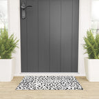Nadia - Black and White, Animal Print, Dalmatian Spot, Spots, Dots, BW Welcome Mat Gallery Image 3