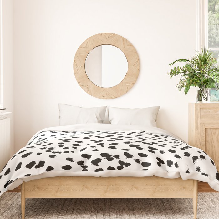 Nadia - Black and White, Animal Print, Dalmatian Spot, Spots, Dots, BW Duvet Cover Gallery Image 3