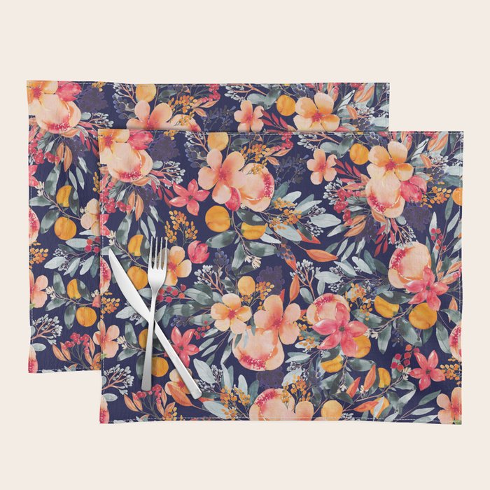 Navy Floral Placemat Gallery Image 1