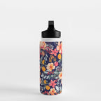 Navy Floral Water Bottle Gallery Image 3