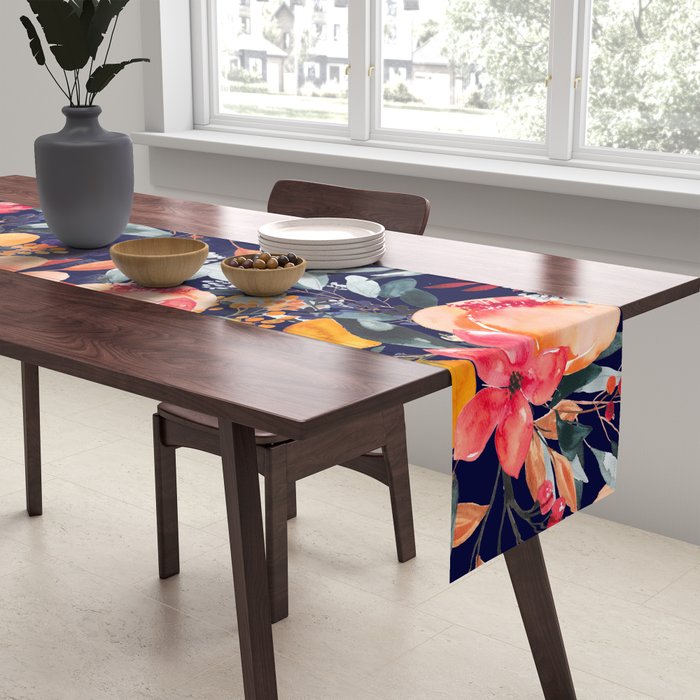 Navy Floral Table Runner Gallery Image 2