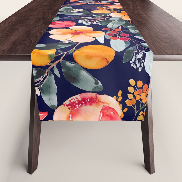 Navy Floral Table Runner Gallery Image 1