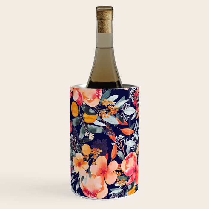 Navy Floral Wine Chiller Gallery Image 1