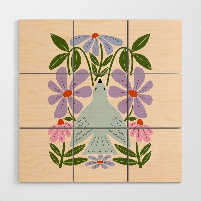 Freedom - Bird and Flowers Wood Wall Art Gallery Image 1