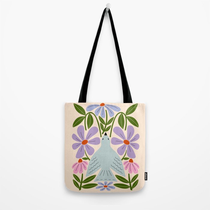 Freedom - Bird and Flowers Tote Bag Gallery Image 2