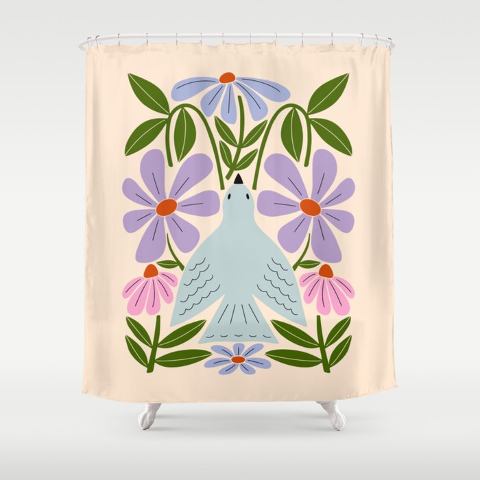Freedom - Bird and Flowers Shower Curtain Gallery Image 1
