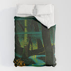 Magical Dark Fantasy Forest Woodblock Duvet Cover Gallery Image 6