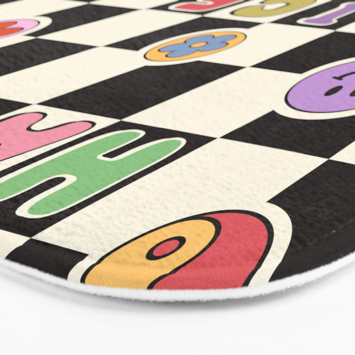 Have A Nice Day. Y2k Stickers, Black & White Checker Bath Mat Gallery Image 3