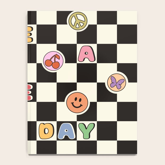 Have A Nice Day. Y2k Stickers, Black & White Checker Notebook Gallery Image 4