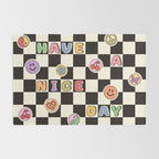 Have A Nice Day. Y2k Stickers, Black & White Checker Rug Gallery Image 2