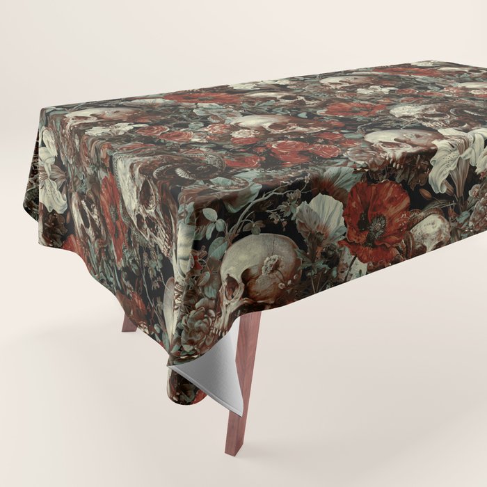 Skull and Floral Pattern Tablecloth Gallery Image 1