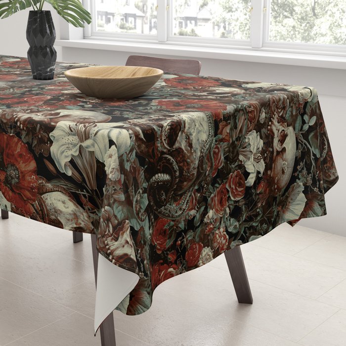 Skull and Floral Pattern Tablecloth Gallery Image 3