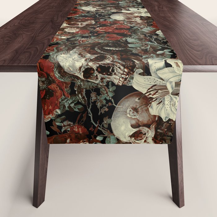 Skull and Floral Pattern Table Runner Gallery Image 1