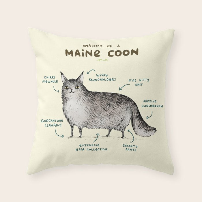 Anatomy of a Maine Coon Throw Pillow Gallery Image 6