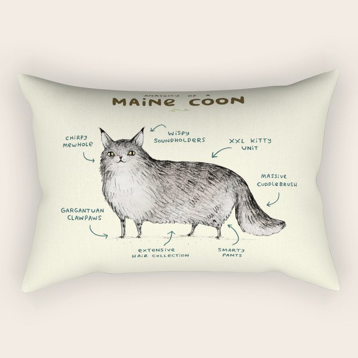 Anatomy of a Maine Coon Rectangular Pillow Gallery Image 2
