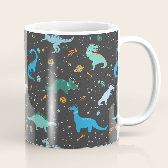 Dinosaurs in Space in Blue Coffee Mug Gallery Image 1