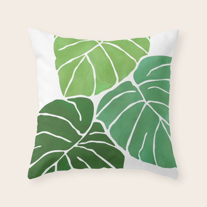 Monstera Tropical Plant Painting Throw Pillow Gallery Image 6
